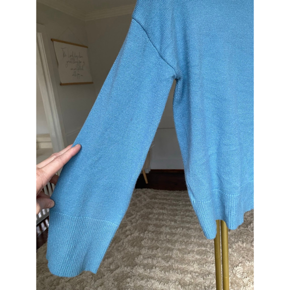 Olive + Oak Blue Crewneck Sweater Ribbed Cozy Minimalist Buttery Soft Scandi Y2K - Picture 4 of 7